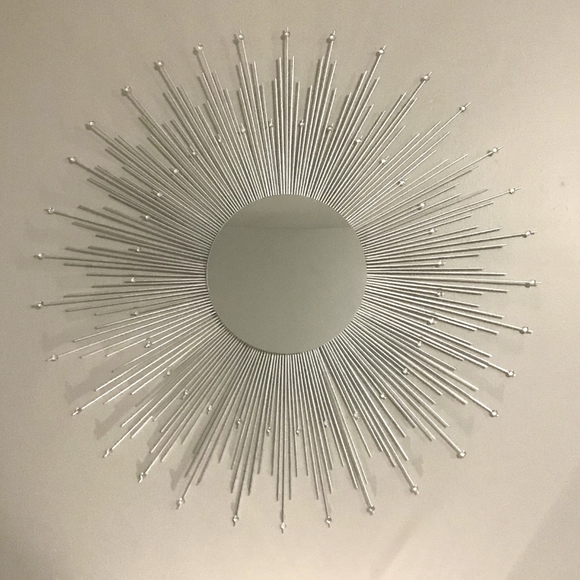 Large 35" Silver Sunburst Mirror with Gems Decorative Wall Mirror - Picture 2 of 5